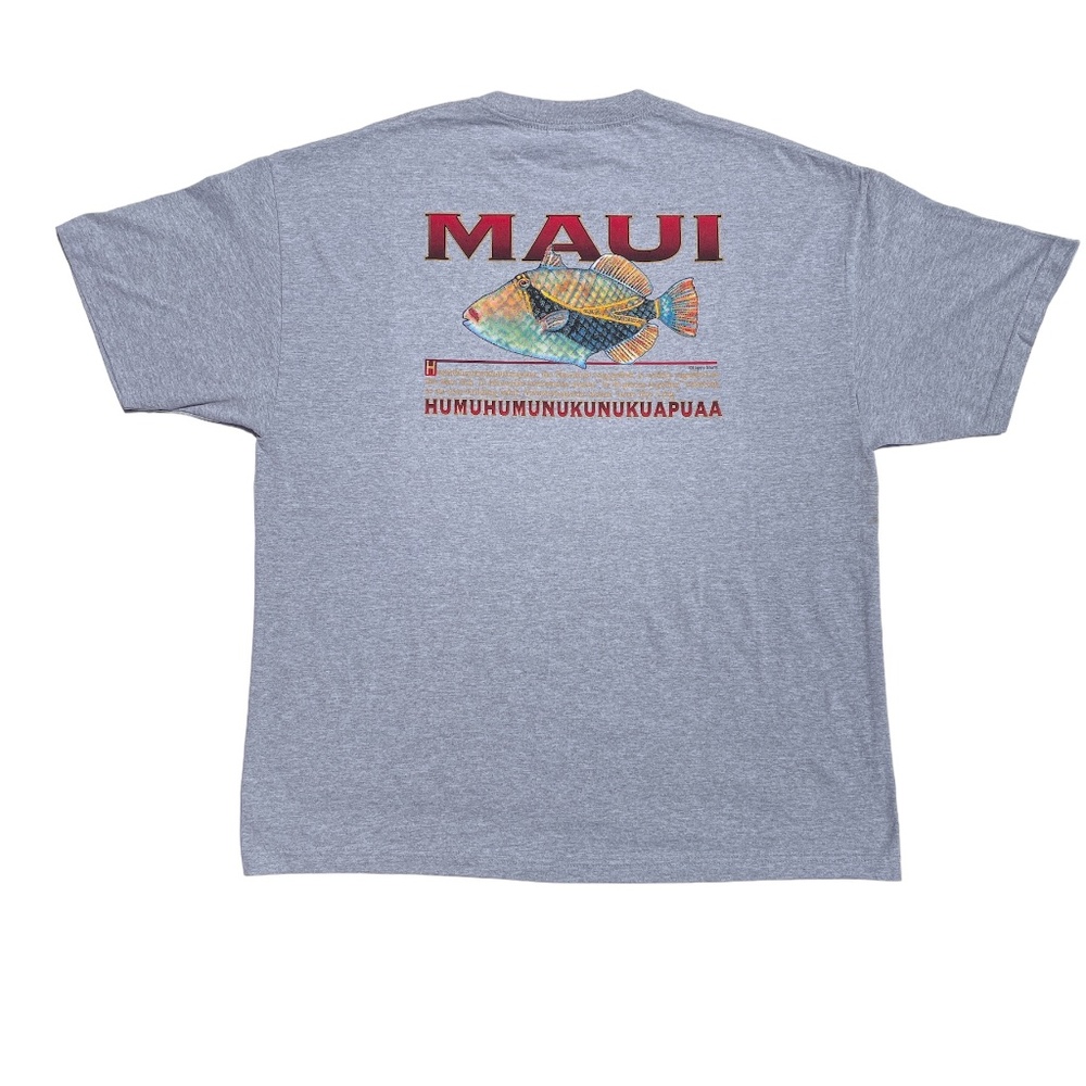 Mens ALSTYLE Gray/Grey T-shirt 2XL "Maui HUMUHUMUNUKUNUKUAPUAA" Front Back Logo